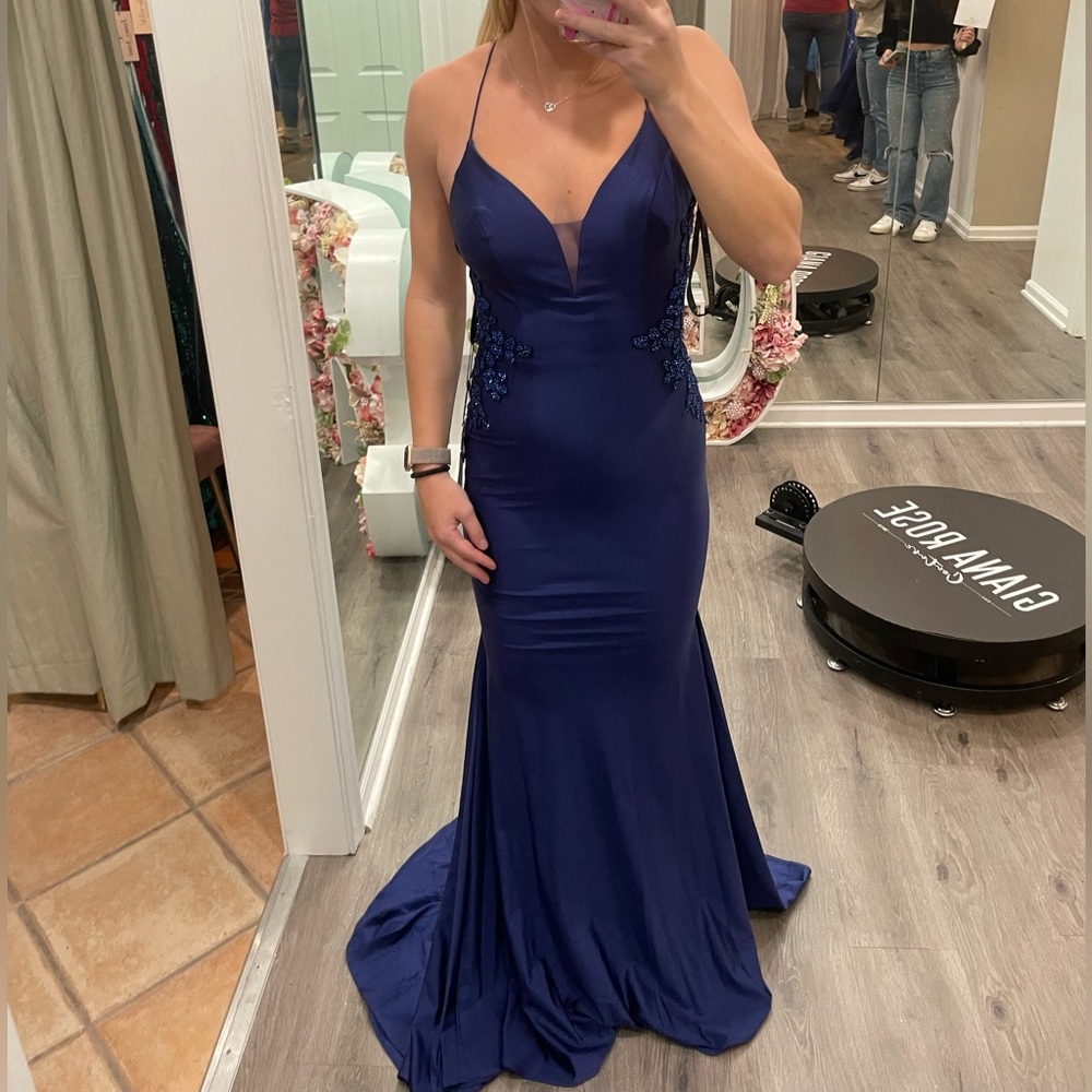 Amarra Style 88764 Prom Dress in Navy Blue